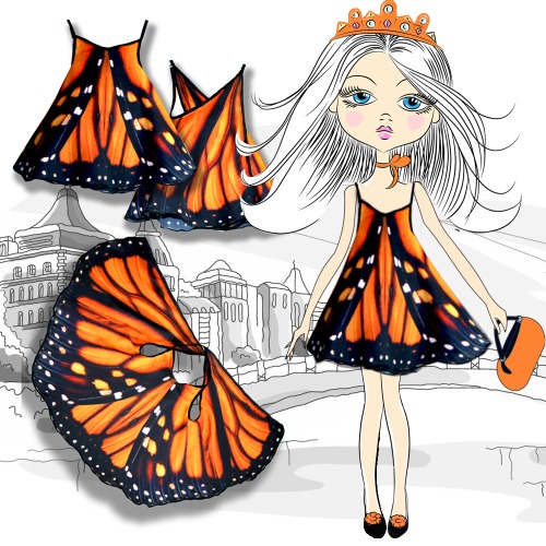Сарафан, имитирующий крылья бабочки Монарх